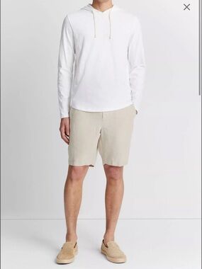 VINCE Men's Textured Cotton Hoodie Optic White- M